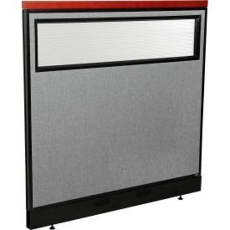 GLOBAL EQUIPMENT Interion    Deluxe Office Partition Panel w/Partial Window   Raceway 48-1/4"W x 47-1/2"H Gray 694767WNGY